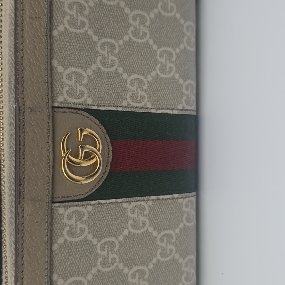 Gucci Ophidia GG Beige W/ Green & Red Sherry Zip Around Long Wallet (EUC)(COA)✨️ - Picture 7 of 15
